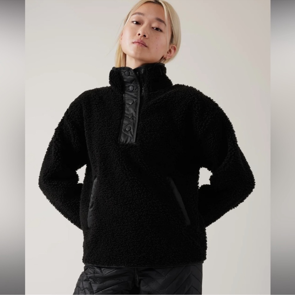 Athleta Cozy Sherpa Snap Sweatshirt, Small